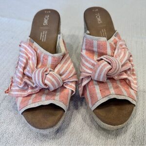 TOMS Women's Orange Striped Slip-On Shoes